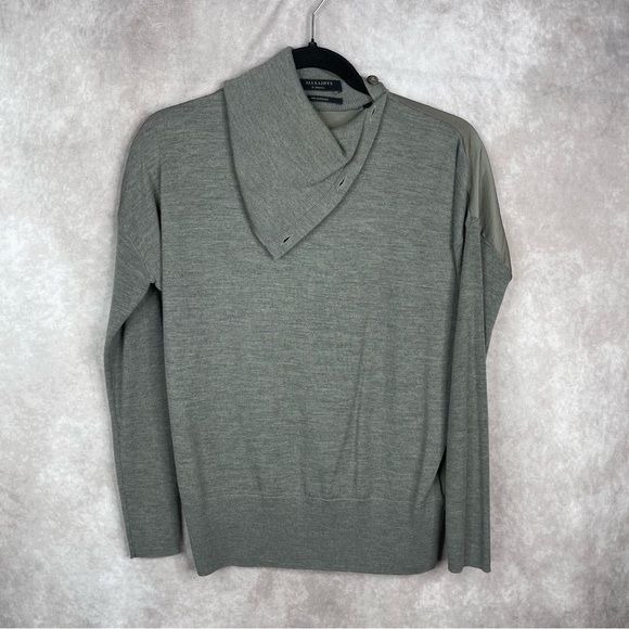 Allsaints Flick Turtleneck Jumper Sweater In Gray Women's Size XS - Picture 1 of 5